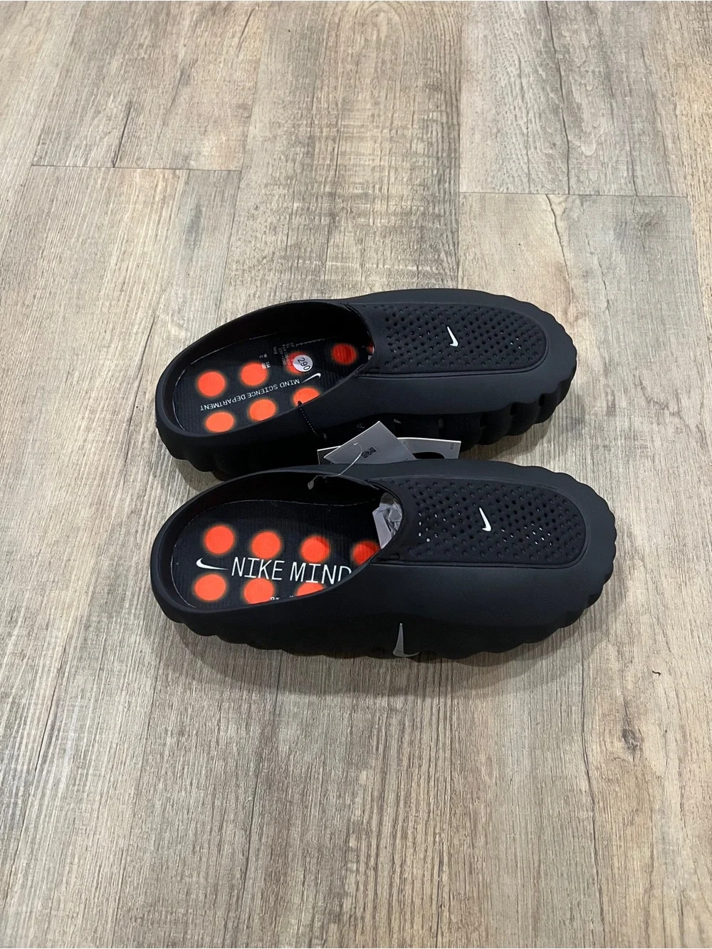 Nike Black MIND Men's Slip-On Perforated Clogs with Orange Insole Accents